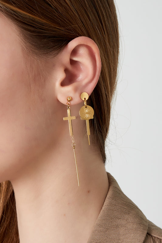 Cercei asimetrici - GROWING WINGS (auriu/argintiu)