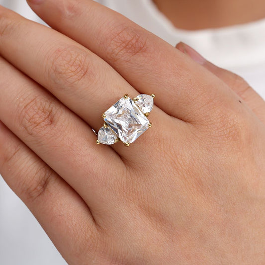 Inel ajustabil auriu/argintiu - "Engaged to Myself"