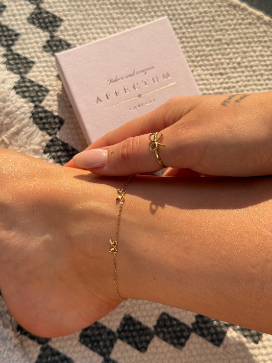 Bratara pentru glezna aurie / argintie cu fundite - Chic & Sweet