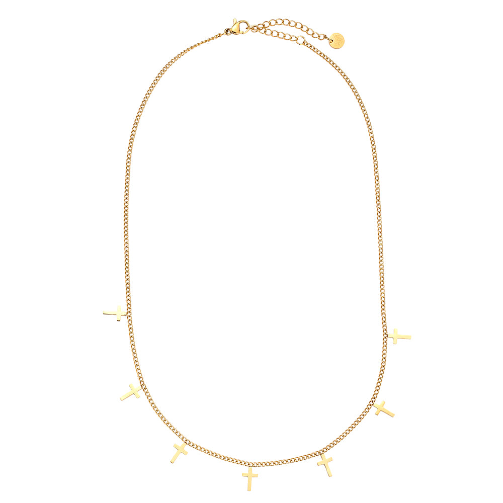 Colier auriu / argintiu cu cruciulite - "Crossing Lines"