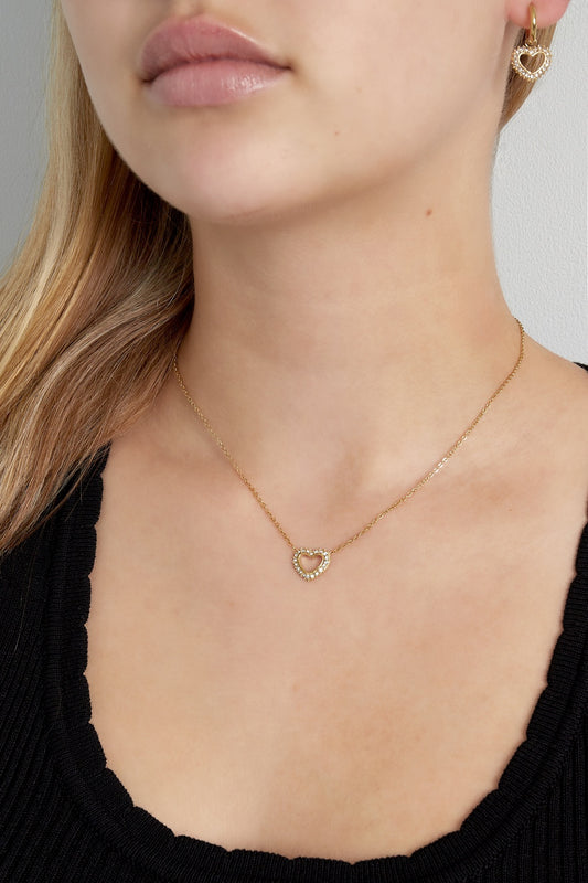 Colier auriu/argintiu cu inimioară si strasuri - Edge of Desire