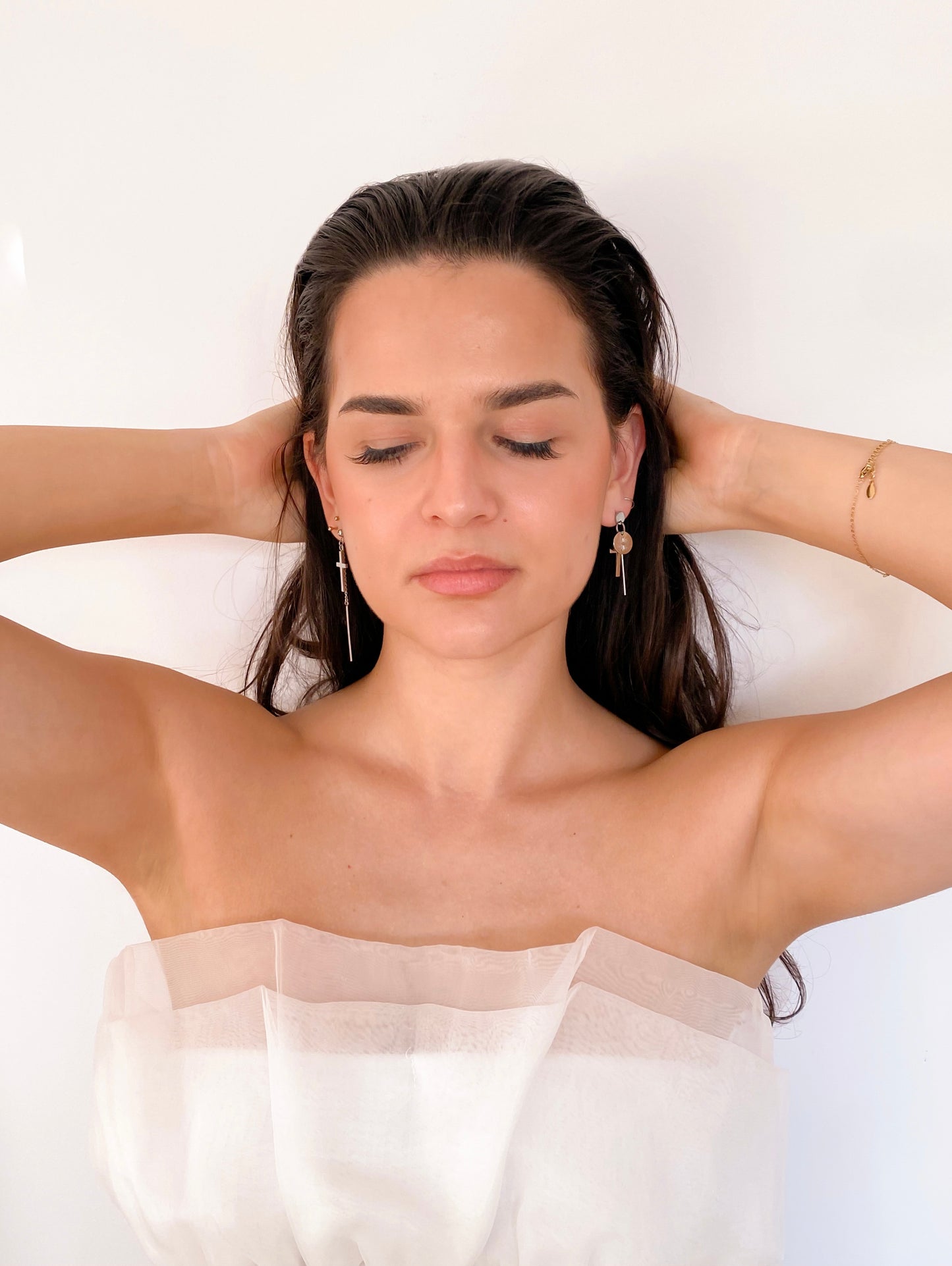 Cercei asimetrici - GROWING WINGS (auriu/argintiu)