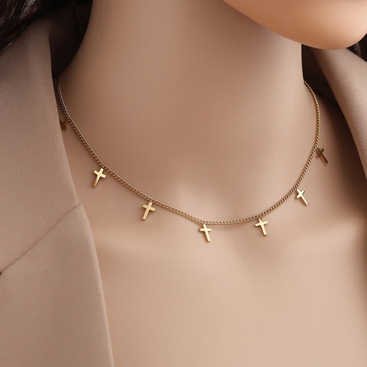 Colier auriu / argintiu cu cruciulite - "Crossing Lines"