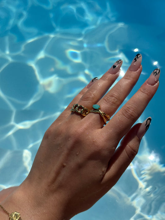 Inel ajustabil auriu - “Bamboo”