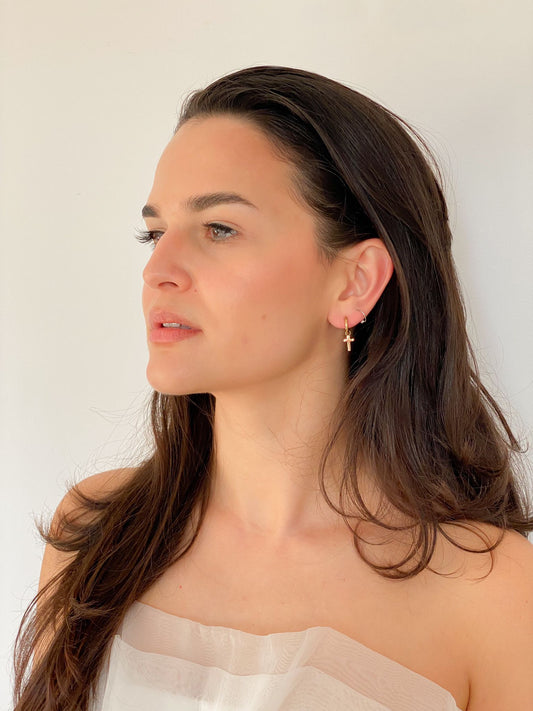 Cercei cu cruciuliță aurii/argintii - “Cross”