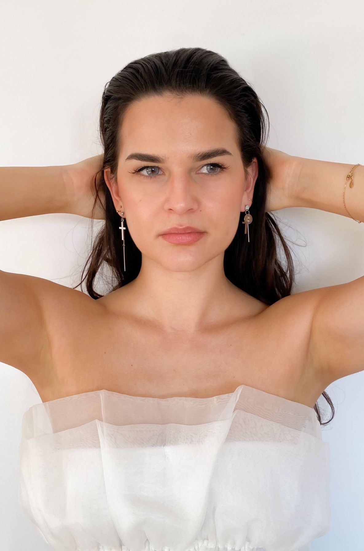 Cercei asimetrici - GROWING WINGS (auriu/argintiu)