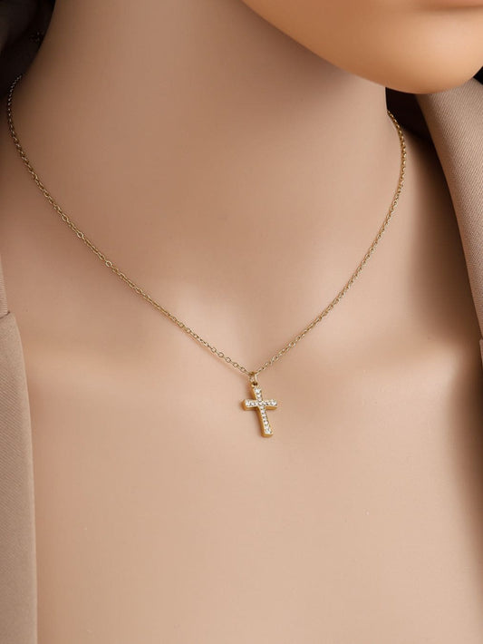 Colier cu cruciuliță auriu/argintiu - “Blessed”