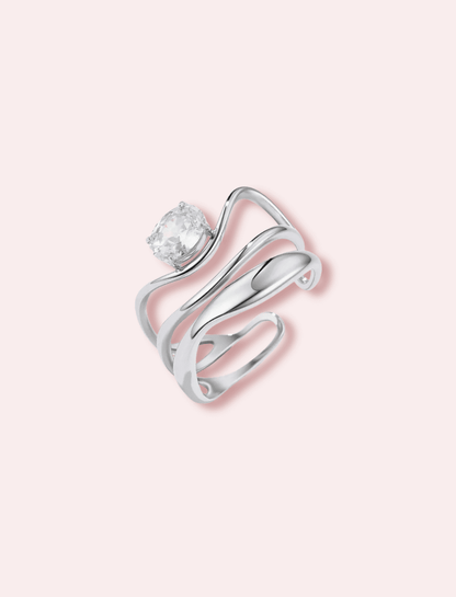 My Rules, babe - inel auriu/argintiu si cristal zirconia