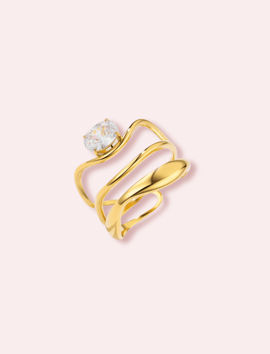 My Rules, babe - inel auriu/argintiu si cristal zirconia