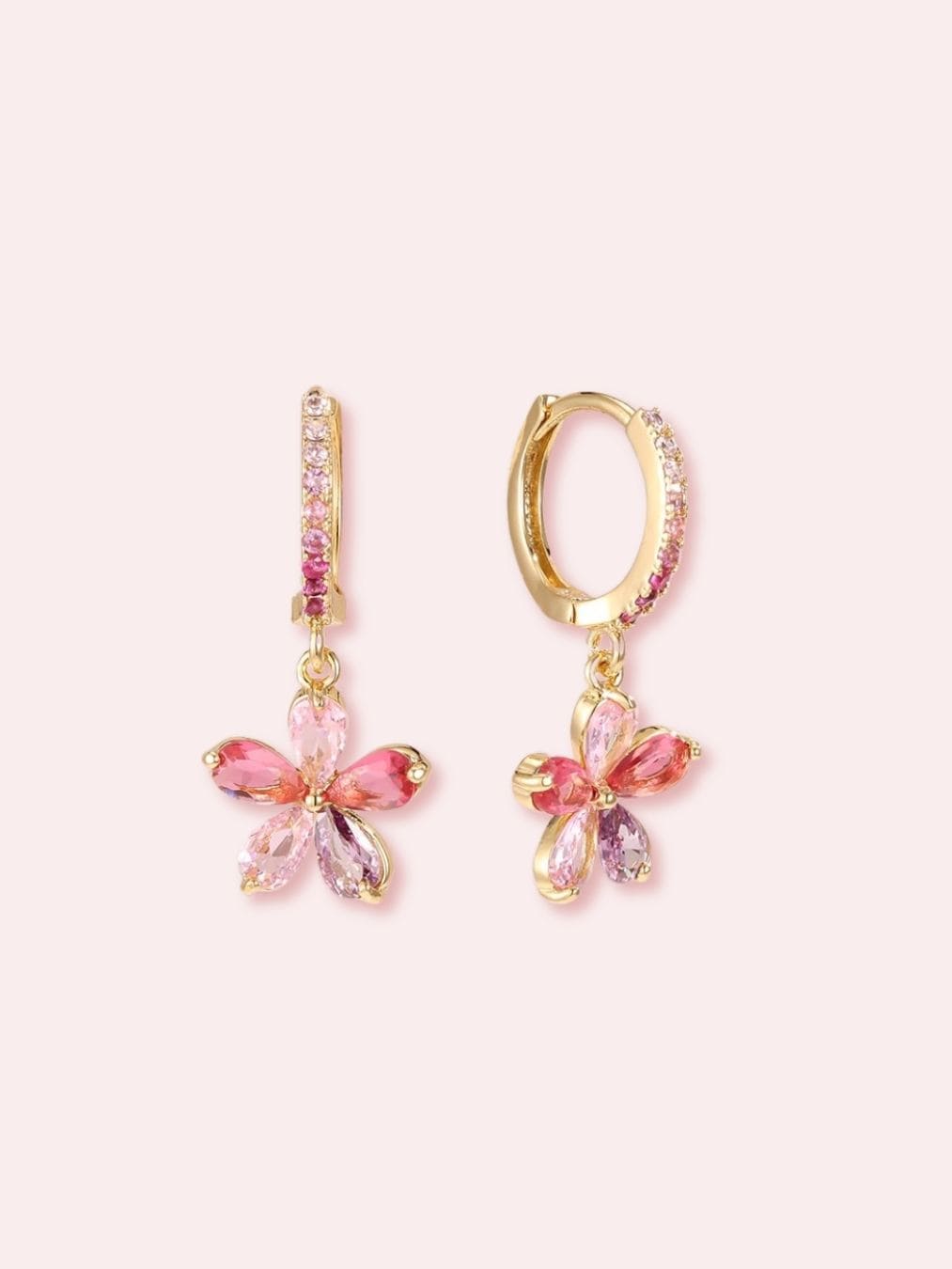 Petals in My Hair - cercei colorati cu pietre zirconia