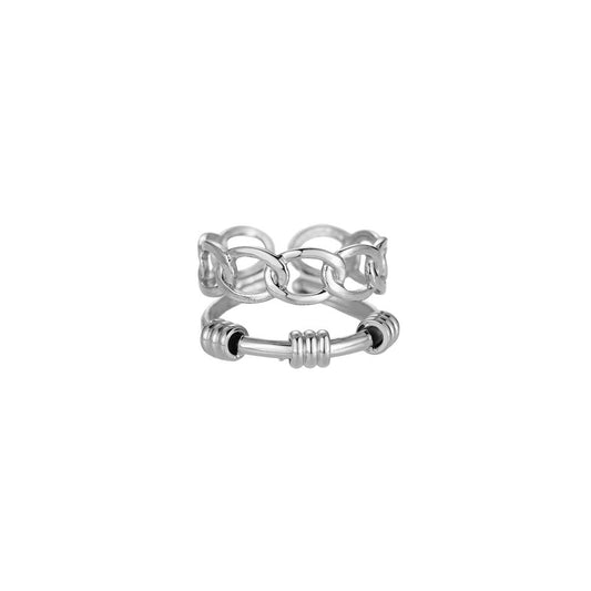 Inel argintiu ajustabil - "No Mercy"