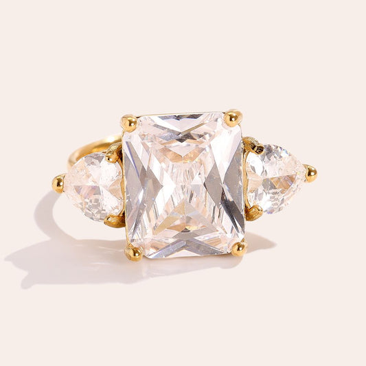 Inel ajustabil auriu/argintiu - "Engaged to Myself"