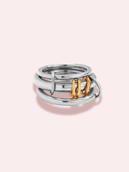 Inel argintiu cu detalii aurii/auriu- “Cuff Queen 1”