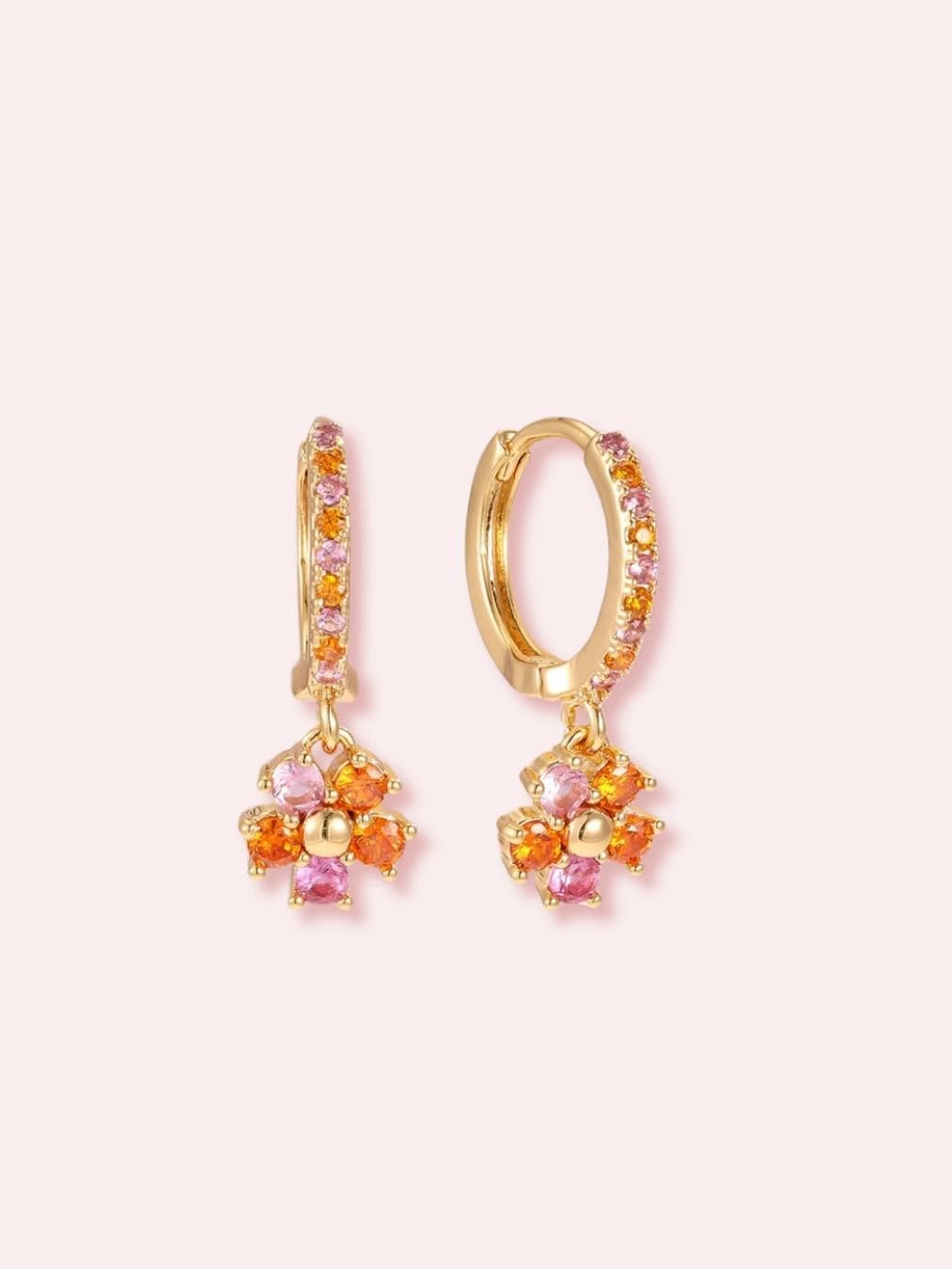 Peach Bellini - Cercei cu floricele multicolori