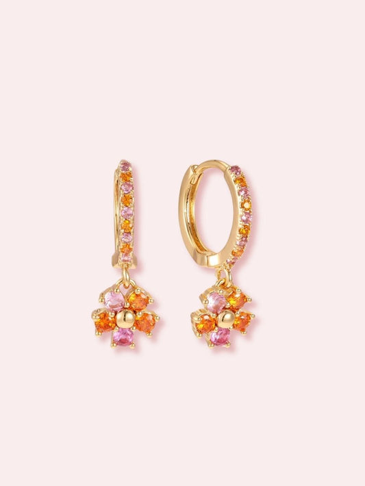 Peach Bellini - Cercei cu floricele multicolori