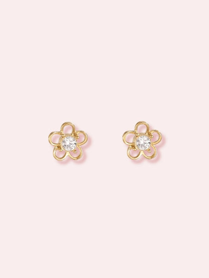 Sunday Flowers - cercei mici aurii cu cristale zirconia