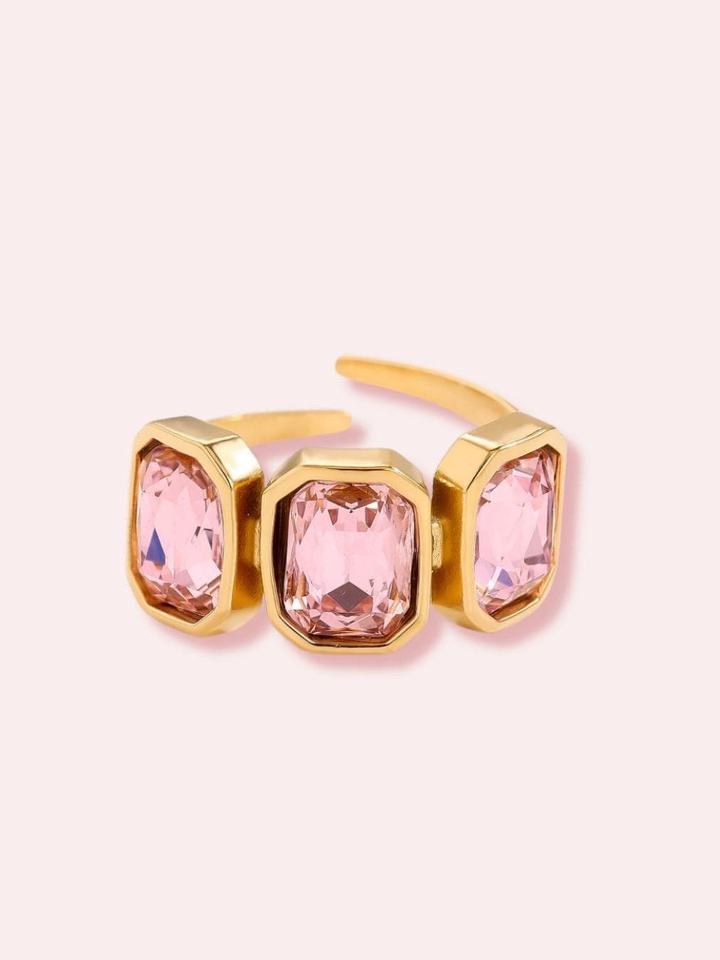 Obsessed - Inel ajustabil cu zirconia roz auriu/argintiu