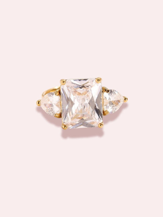 Inel ajustabil auriu/argintiu - "Engaged to Myself"