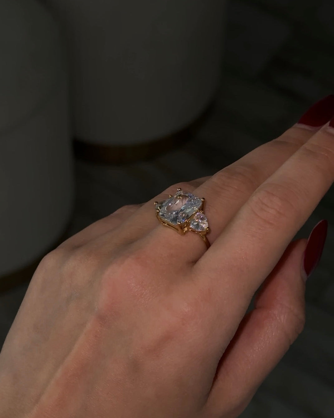 Inel ajustabil auriu/argintiu - "Engaged to Myself"