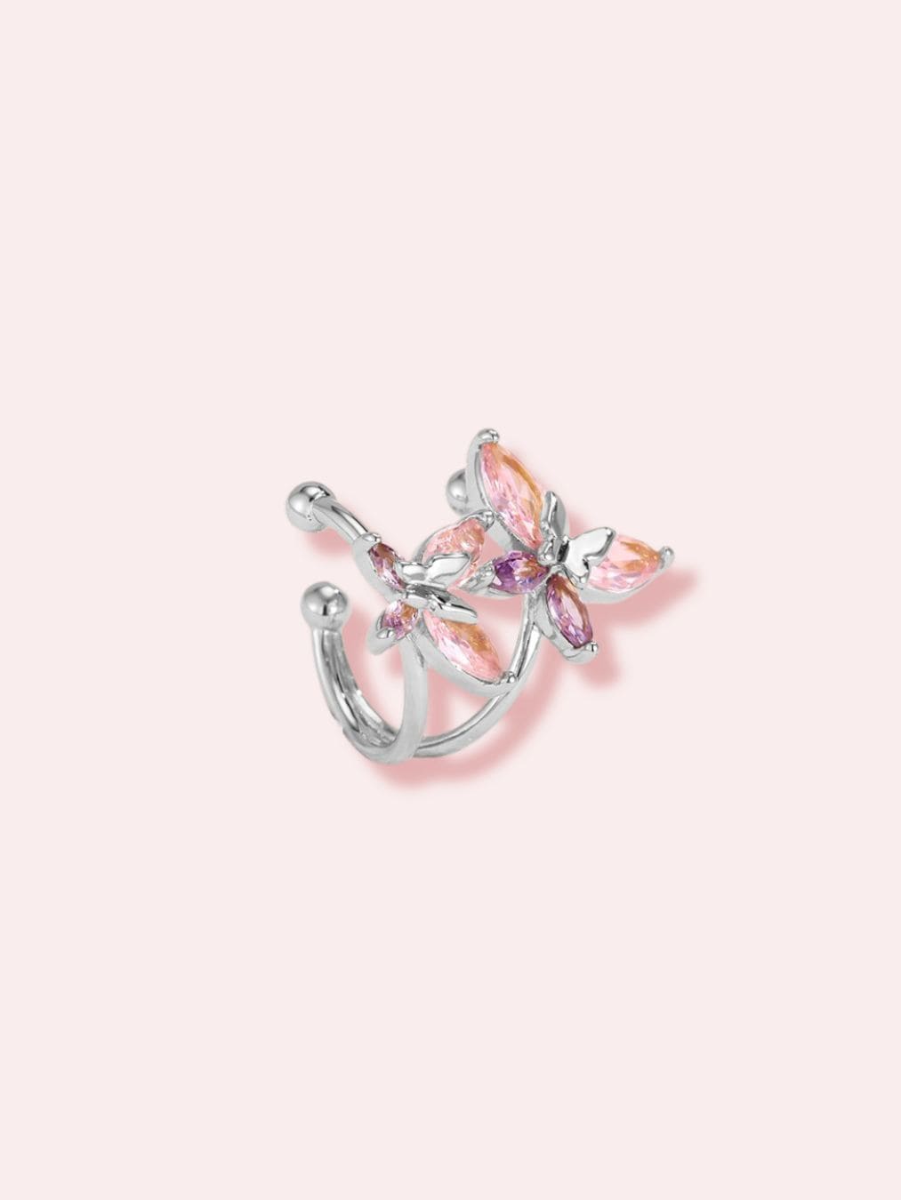 Peonies & Honey - earcuff auriu/argintiu cu fluturi