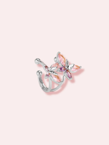 Peonies & Honey - earcuff auriu/argintiu cu fluturi
