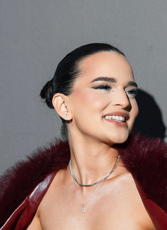 Cercel ear climber auriu/argintiu - "The Princess and the Blade" ( 1 BUC)