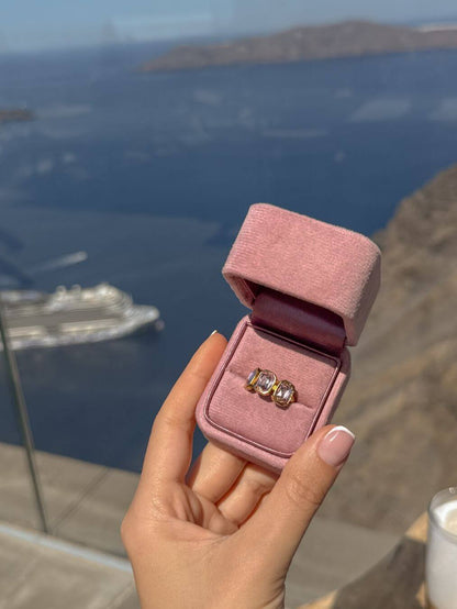 Obsessed - Inel ajustabil cu zirconia roz auriu/argintiu