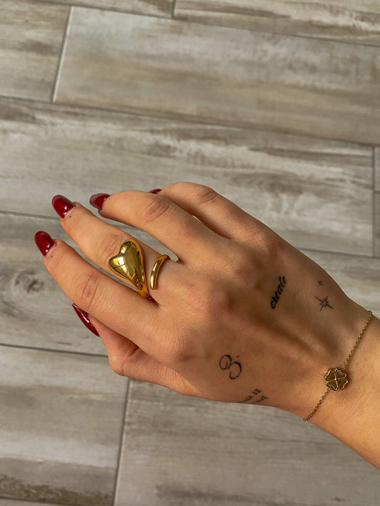 Inel ajustabil auriu - "Warm at Heart"