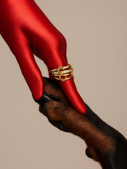 Inel auriu/argintiu - “Cuff Queen 2”