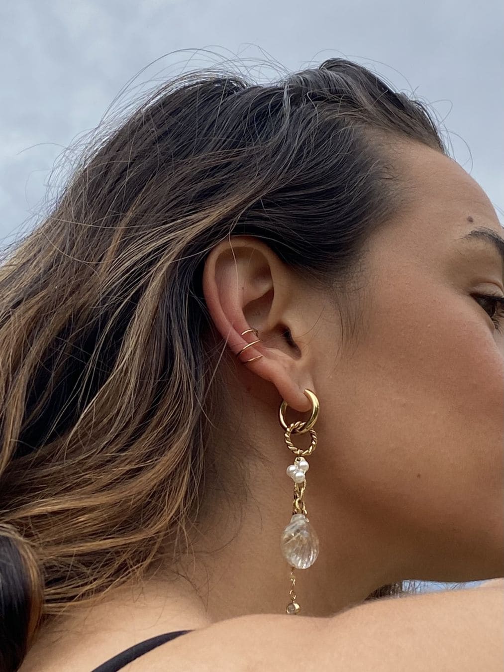 EAR CUFF auriu/argintiu - "Hold me tight" (1 buc)