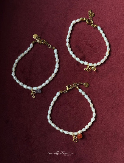 Bratara din perle reale - personalizata cu 1 initiala din sarma gold-filled